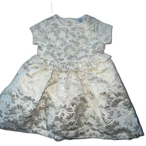 Carters Baby Special Occasion Dress Off-White Gold Floral Jacquard Size 12M